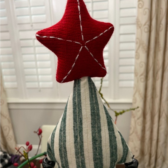 CHRISTMAS TREE GREEN STRIPED PADDED CLOTH TREE NEW - Picture 3 of 6